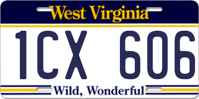 WV license plate 1CX606