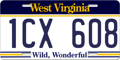 WV license plate 1CX608