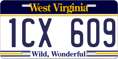 WV license plate 1CX609