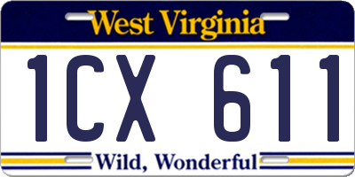 WV license plate 1CX611