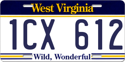 WV license plate 1CX612