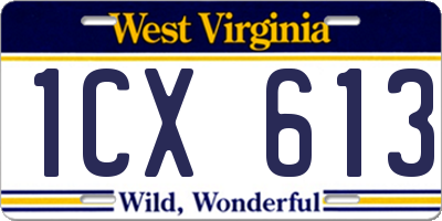 WV license plate 1CX613