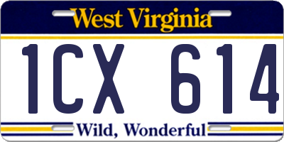 WV license plate 1CX614