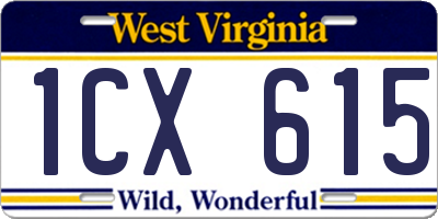 WV license plate 1CX615