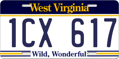 WV license plate 1CX617