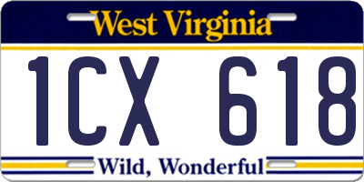 WV license plate 1CX618