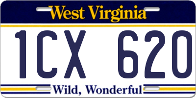 WV license plate 1CX620