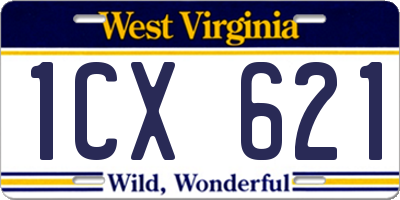 WV license plate 1CX621