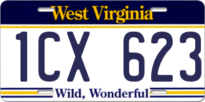 WV license plate 1CX623