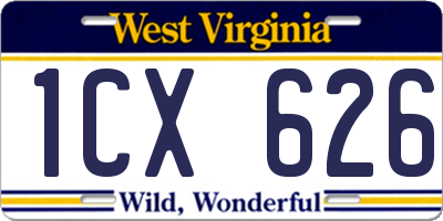 WV license plate 1CX626