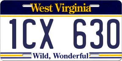 WV license plate 1CX630