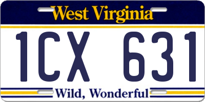 WV license plate 1CX631