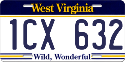 WV license plate 1CX632