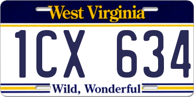 WV license plate 1CX634