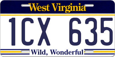 WV license plate 1CX635
