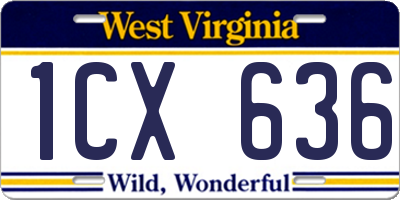 WV license plate 1CX636