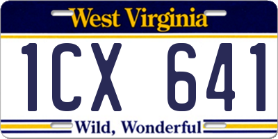 WV license plate 1CX641