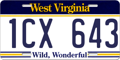 WV license plate 1CX643
