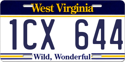 WV license plate 1CX644