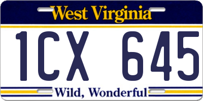 WV license plate 1CX645