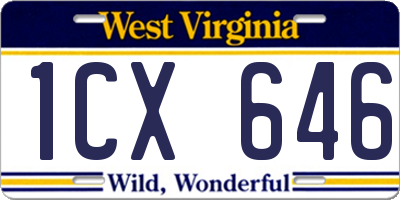 WV license plate 1CX646