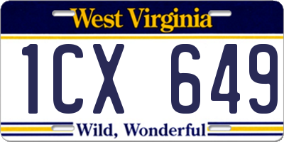 WV license plate 1CX649