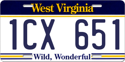 WV license plate 1CX651