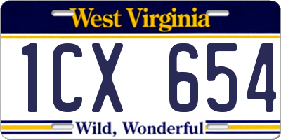 WV license plate 1CX654