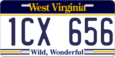 WV license plate 1CX656