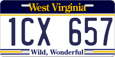 WV license plate 1CX657