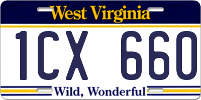 WV license plate 1CX660