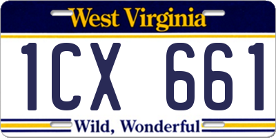 WV license plate 1CX661