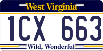 WV license plate 1CX663
