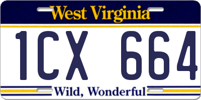 WV license plate 1CX664