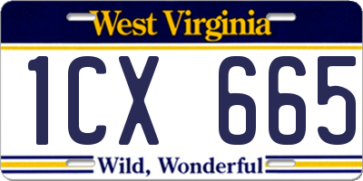 WV license plate 1CX665