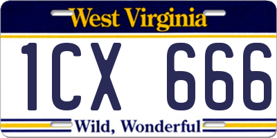 WV license plate 1CX666