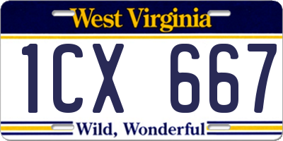 WV license plate 1CX667