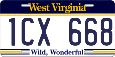 WV license plate 1CX668
