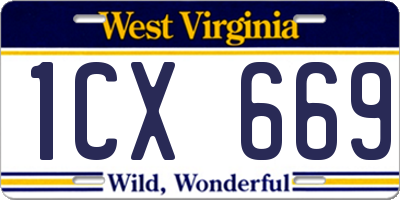 WV license plate 1CX669