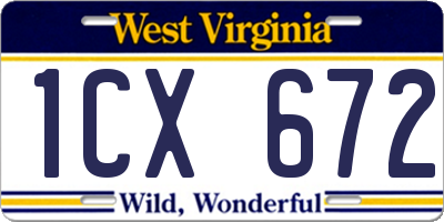 WV license plate 1CX672