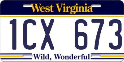 WV license plate 1CX673