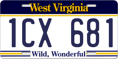 WV license plate 1CX681