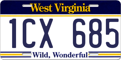 WV license plate 1CX685