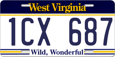 WV license plate 1CX687