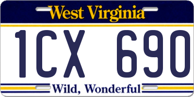 WV license plate 1CX690