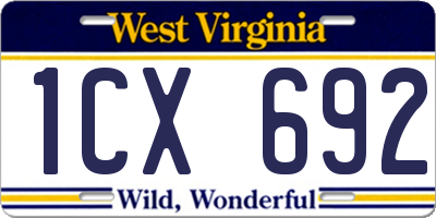 WV license plate 1CX692