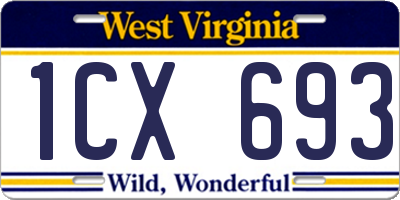WV license plate 1CX693