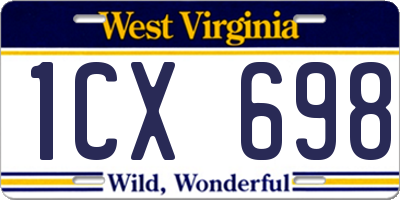 WV license plate 1CX698