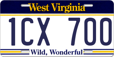 WV license plate 1CX700