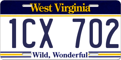 WV license plate 1CX702